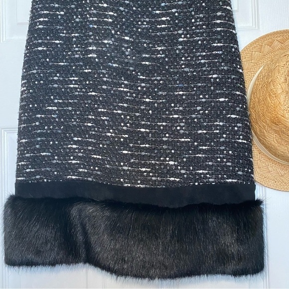 Calvin Klein shift dress with fur bottom size 6 winter Christmas - Picture 5 of 11